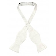 Mens Paisley Satin Self tie Bowtie Off White Ivory 