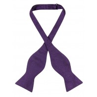 Mens Paisley Satin Self tie Bowtie Grape Plum 