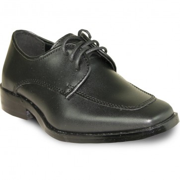 Boys Black Matte Lace Up Dress Shoes