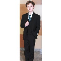 Boys Suit Teen 3-Piece Black Notch Italian Style Boys Suit Microfiber