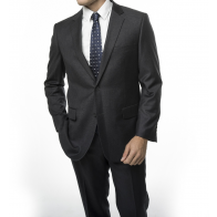 Gray Slim Fit Suits Two Button Notch Lapel Microfiber