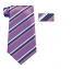 Mens Lavender and Silver Striped Skinny Necktie