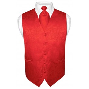 Mens Paisley Tone On Tone Red Vest with Tie Set