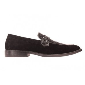 Mens Black Suede Slip On Shoes by Antonio Cerrelli