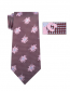 Mens Burgundy, Silver and Blue Pattern Skinny Necktie with Matching Pocket Square