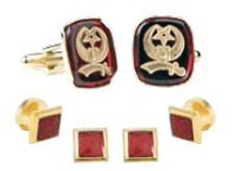 Shriner El Bekal Cufflinks and Ruby Studs