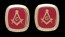 Cufflinks RED MASONIC SOFT SQUARE Cuff Links Gold