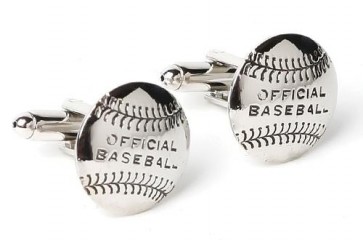 Baseball Design Cufflinks Silver Finish