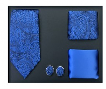Mens Royal Blue Paisley 4-Piece Gift Set- Holiday Gift