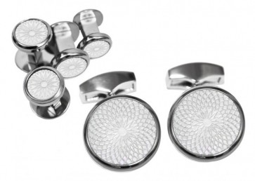 Tateossian Rotondo Guilloch Cufflinks in Silver Rhodium Plated