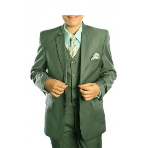 5 Piece Boys Green 2 Button Suit
