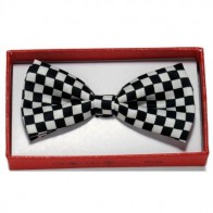Boys Black and White Checkered Pre Tied Bow Tie