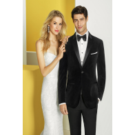 Mens Peak Lapel Black Velvet Sports Coat -Holiday Apparel 