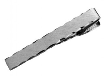 Tie Bar Brushed Face Scalloped Edge Gun Metal Finish