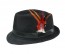 Black Banded BLACK Jazz Fedora Hat with Feather