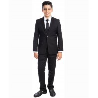 Perry Ellis boys 5 Piece 2 Button Notch Suit Black