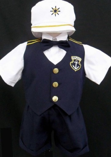 Sailor Suit  Nautical Shorts and Short Sleeve with Vest and Short Set