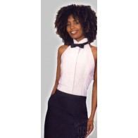 Women's Tuxedo Shirt Halter Top White Wing tip Collar Backless