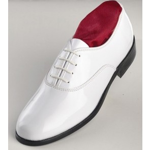 Durable Quality Classic WHITE Patent Leather Lace Up Tuxedo Shoes