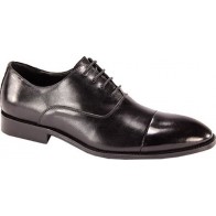 Black Leather Tuxedo Cap Toe Shoes by Giovanni