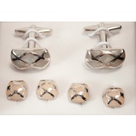 Cufflinks Studs Rectangular Weave Design