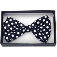 Mens Black and White Polka Dot Bowtie