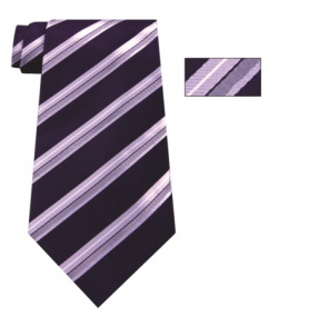 Mens Lavender, Purple and White Striped Skinny Necktie