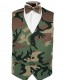 Tuxedo Vest Camouflage Satin Poly Vest With Bow Tie Option