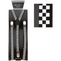 Black and White Checkered Thin Suspenders
