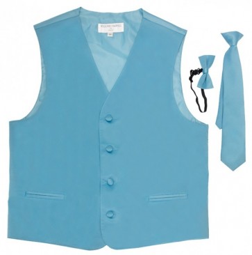 Satin Fullback Boys Vest With Necktie & Bow Tie