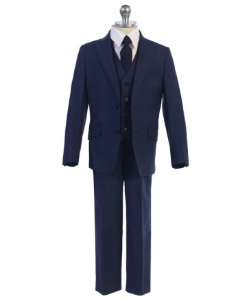 Boys Suit Slight Checkered Pattern Notch Suit Boys