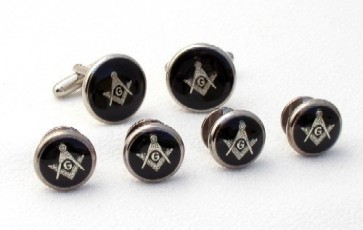 Cufflinks Studs BLACK MASONIC Cuff Links Studs Set