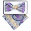 Boys Purple and Silver Paisley Pattern Bowtie and pocket square