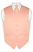 Mens Solid Satin Peach Vest & Self Tie Necktie Set