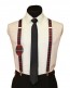 Plaid Burgundy Holiday Christmas Suspenders X-Mas