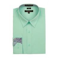 Men's Solid Dress Shirt with Contrast Trim