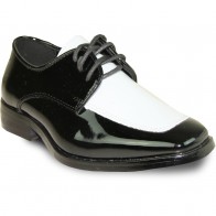 Boys Black and White Zoot Suit Shoe Slight Square Toe