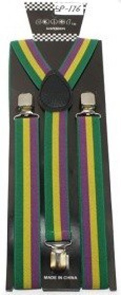 Mardi Gras Green,Yellow and Purple Suspenders