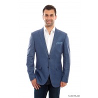 Mens Blue Linen Sports Coat Peak Lapel- Coat Only