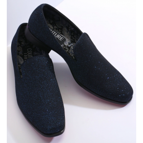New Mens ROYAL BLUE Glitter Slip on Dress Shoes