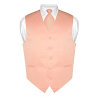 Mens Solid Satin Peach Vest & Self Tie Necktie Set