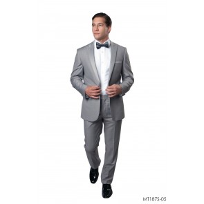 Tuxedo Light Grey High Fashion Framed Peak Lapel Satin-Prom 2019