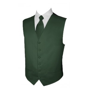 Mens Satin Hunter Green Vest ONLY With Tie optional- Holiday- Christmas