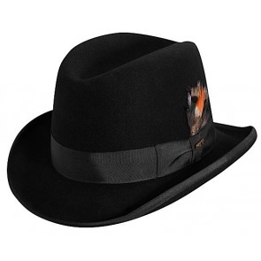Godfather Hat Black Classic Homburg Wool Felt Hat