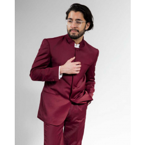 Mens New Burgundy Mirage Mandarin Collar Tuxedo Set