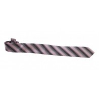 Pink Black and Silver Stripe Skinny Necktie