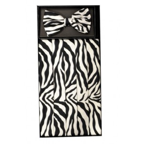 Mens Zebra Print Cummerbund Set