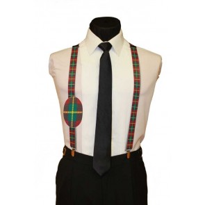 Plaid Tartan Red Holiday Christmas Suspenders X-Mas