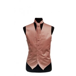 Mens Rose Gold Satin Vest and Necktie Set