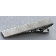 Tie Bar Medium Etched Zigzag Silver Finish